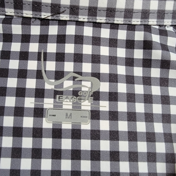 EAGLE GOLF Performance Long Sleeve Gingham Black And White Stretch Fit Size Med - Picture 5 of 9
